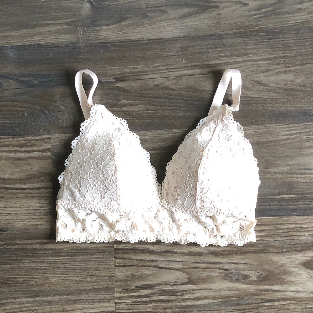 Momanda Lace Wireless Triangle Nursing Bra Bralette Ivory Cream 34D Padded